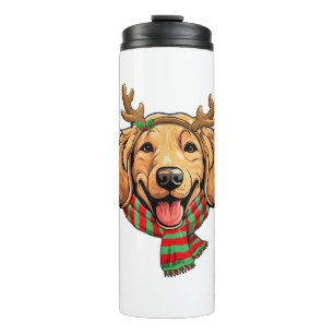 Golden Retriever Dog Weihnachtsmann Rentier Weihna Thermosbecher