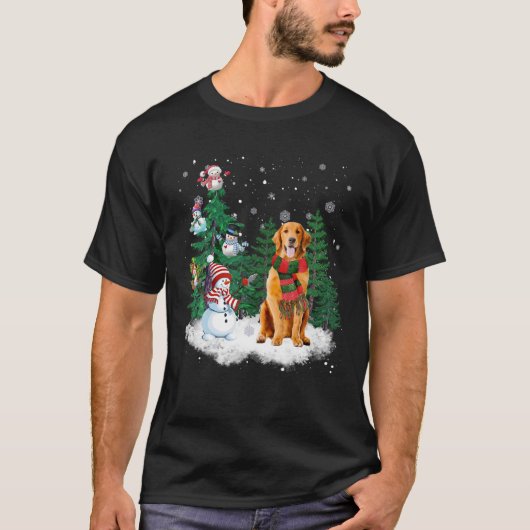 Golden Retriever Dog Weihnachtsschneemann Weihnach T-Shirt (Vorderseite)