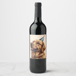 Golden Retriever Dog Weinetikett