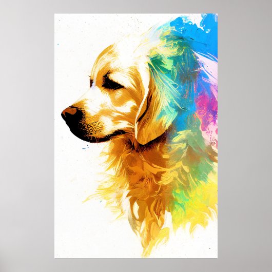 Golden Retriever Dog Wilde Natur Tiermalerei Poster (Vorne)