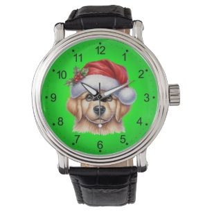 Golden Retriever Dog with Santa Claus Style-82535 Armbanduhr