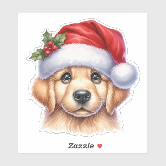 Golden Retriever Dog with Santa Claus Style-82535 Aufkleber (Blatt)