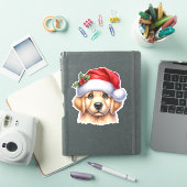 Golden Retriever Dog with Santa Claus Style-82535 Aufkleber (iPad Hülle)