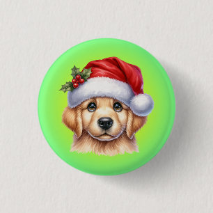 Golden Retriever Dog with Santa Claus Style-82535 Button