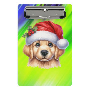 Golden Retriever Dog with Santa Claus Style-82535 Mini Klemmbrett