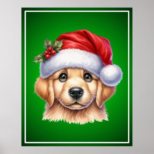 Golden Retriever Dog with Santa Claus Style-82535 Poster (Vorne)