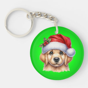 Golden Retriever Dog with Santa Claus Style-82535 Schlüsselanhänger