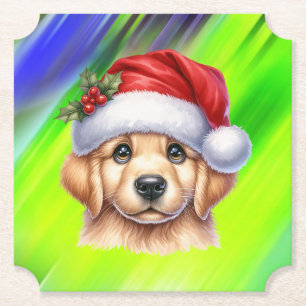 Golden Retriever Dog with Santa Claus Style-82535 Untersetzer