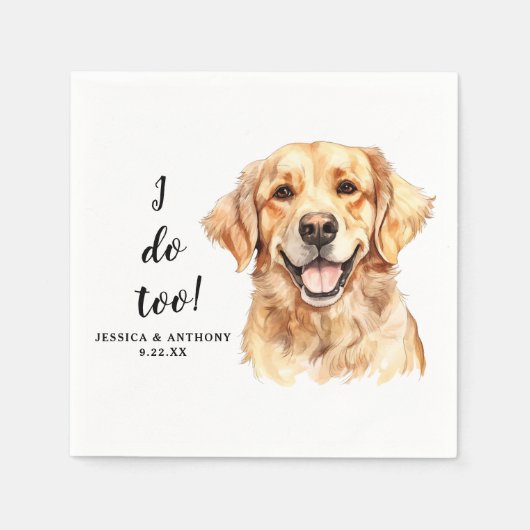Golden Retriever Dog Zeichnend Personalisiert Ich  Serviette (Vorderseite)