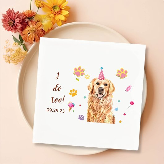 Golden Retriever Dog Zeichnend Personalisiert Ich Serviette