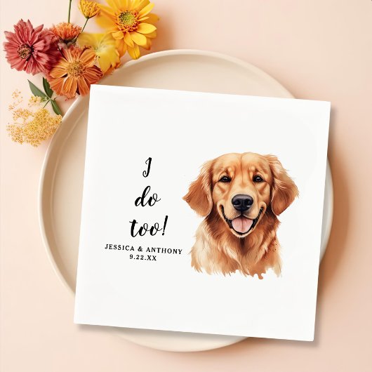 Golden Retriever Dog Zeichnend Personalisiert Ich Serviette