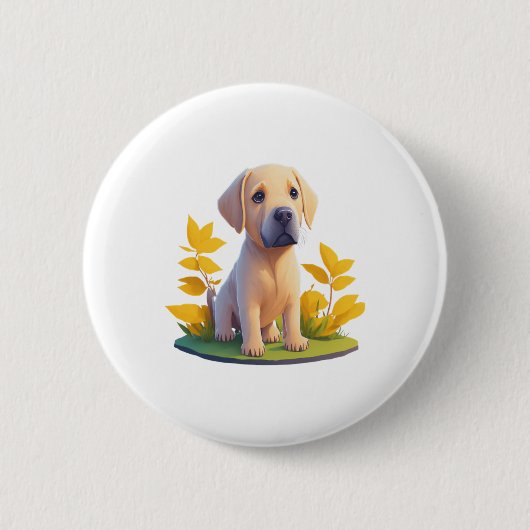 Golden Retriever Doggo Niedlich Digital Chibi Button (Vorderseite)