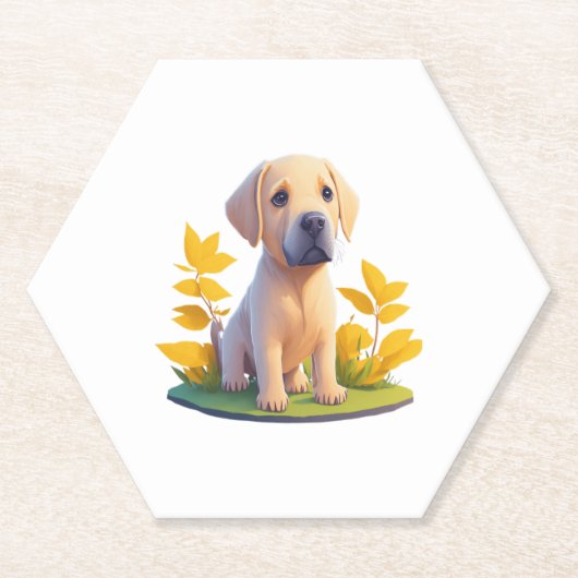 Golden Retriever Doggo Niedlich Digital Chibi Untersetzer (Vorderseite)