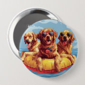 Golden Retriever Dogs Summer Pool Floods Button (Vorne & Hinten)