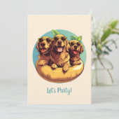 Golden Retriever Dogs Summer Pool Floods Einladung (Stehend Vorderseite)