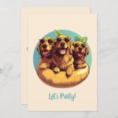 Golden Retriever Dogs Summer Pool Floods Einladung (Vorne/Hinten)