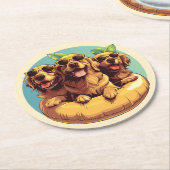 Golden Retriever Dogs Summer Pool Floods Runder Pappuntersetzer (Angewinkelt)