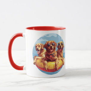 Golden Retriever Dogs Summer Pool Floods Tasse