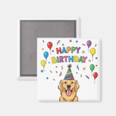 Golden Retriever Doodle Happy Birthday Magnet (Vorderseite/Rückseite)