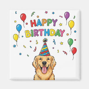 Golden Retriever Doodle Happy Birthday Magnet
