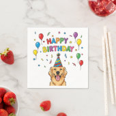 Golden Retriever Doodle Happy Birthday Serviette (Beispiel)