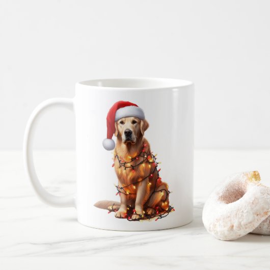 Golden Retriever Doppy Welpen Weihnachten Kaffeetasse (Mit Donut)