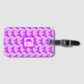 Golden Retriever Dose Lover Pink & Blue Monogram Gepäckanhänger (Vorderseite (Horizontal))