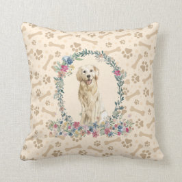 Golden Retriever Dow Pfosten Print & Floral Niedli Kissen