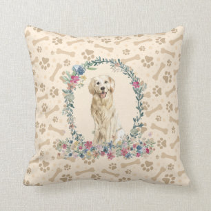 Golden Retriever Dow Pfosten Print & Floral Niedli Kissen