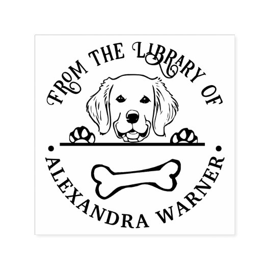 Golden Retriever Ebone Buchbibliothek Name Permastempel (Design)