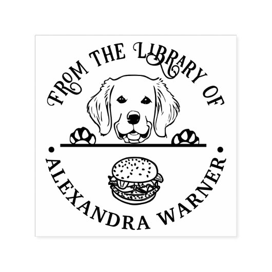 Golden Retriever Echt Burger Bibliothek Buchname Permastempel (Design)