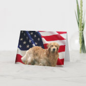 Golden Retriever Eddie American Flag Card Karte (Vorderseite)