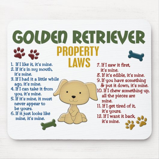 Golden retriever-Eigentums-Gesetze 4 Mousepad (Vorne)