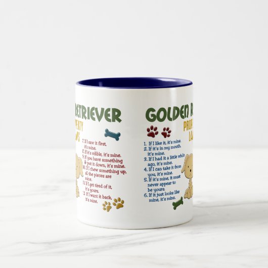 Golden retriever-Eigentums-Gesetze 4 Zweifarbige Tasse (Mittel)