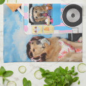 Golden retriever-Eiscreme-LKW Geschirrtuch (Gefaltet)