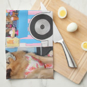 Golden retriever-Eiscreme-LKW Geschirrtuch (Viertel Falte)