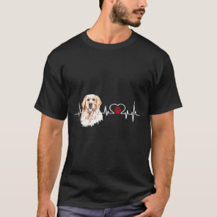 Golden Retriever Ekg Heartbeat Heart Line Liebe T-Shirt