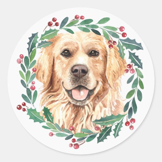 Golden Retriever Elegante Dog Weihnachten Runder Aufkleber (Vorderseite)