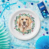 Golden Retriever Elegante Dog Weihnachtsfeiertag Pappteller (Party)