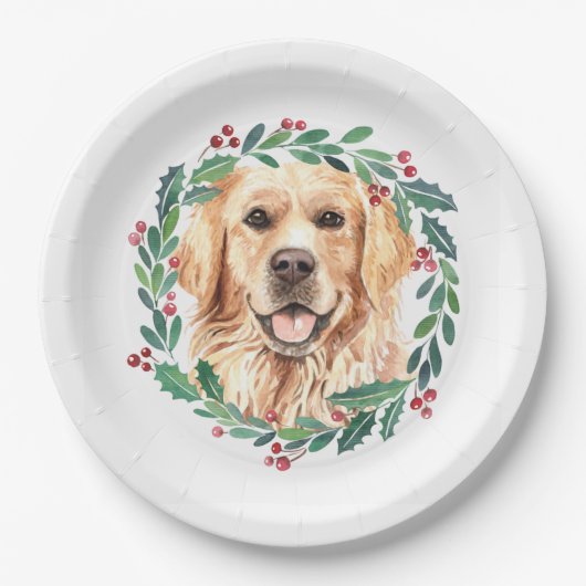 Golden Retriever Elegante Dog Weihnachtsfeiertag Pappteller (Vorderseite)