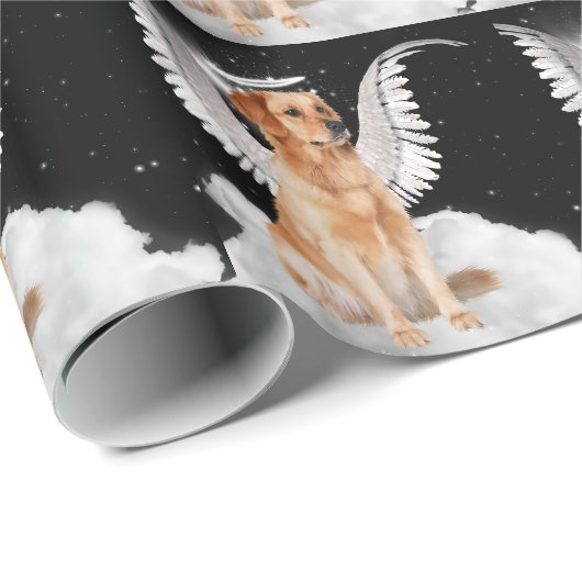 Golden Retriever Engel Dog with Halo and Wings Geschenkpapier (Rolleneckpunkt)