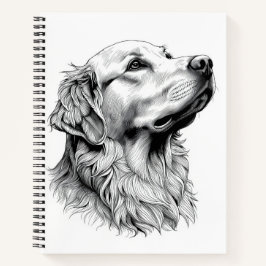 Golden Retriever Engraving Style Hardcover Journal Notizblock