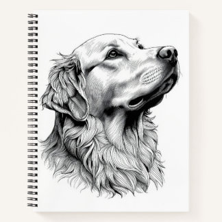 Golden Retriever Engraving Style Hardcover Journal Notizblock