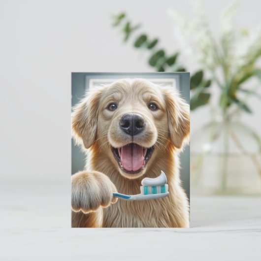 Golden Retriever Erinnerung vom Veterinäramt Postkarte (Stehend Vorderseite)