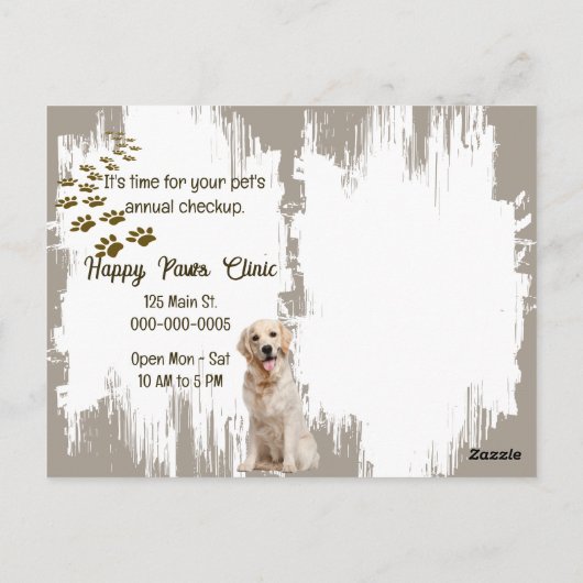 Golden Retriever Erinnerung vom Veterinäramt Postkarte (Rückseite)