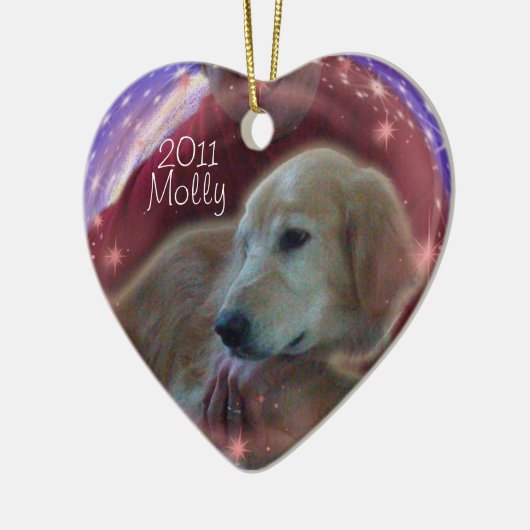 GOLDEN RETRIEVER-ERINNERUNGSweihnachtsverzierung Keramik Ornament (Links)