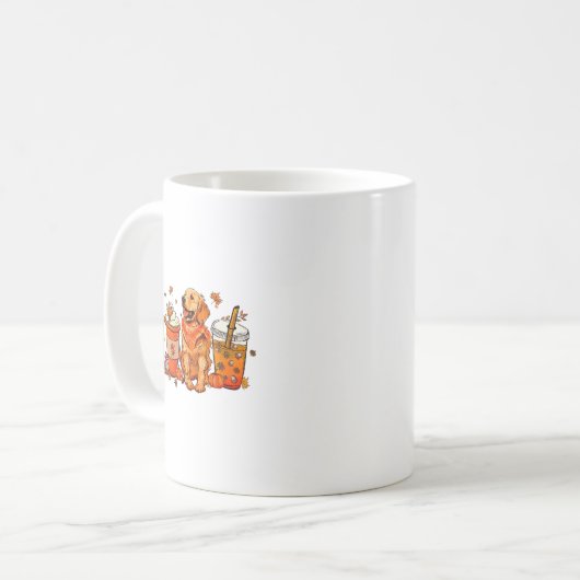 Golden Retriever Erntedank Fall Kaffeepumpur Kaffeetasse (Vorderseite Links)
