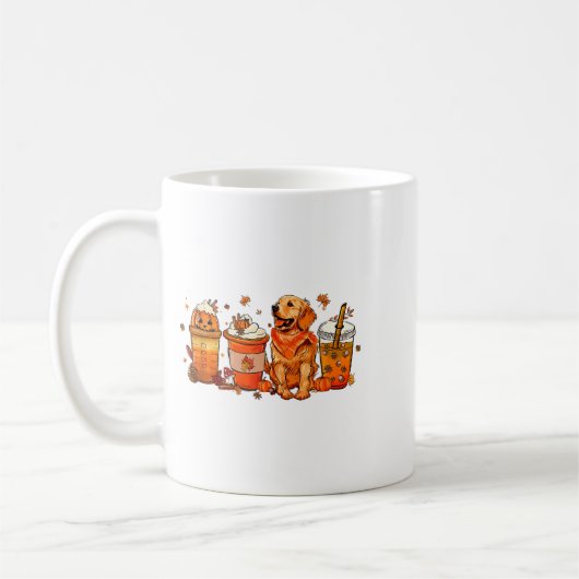 Golden Retriever Erntedank Fall Kaffeepumpur Kaffeetasse (Links)