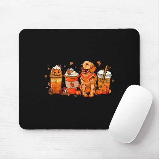 Golden Retriever Erntedank Fall Kaffeepumpur Mousepad (Mit Mouse)