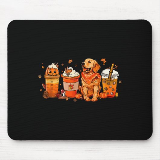 Golden Retriever Erntedank Fall Kaffeepumpur Mousepad (Vorne)